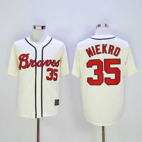 Atlanta Braves #35 Phil Niekro Cream Throwback Stitched MLB Jersey,We sell and wholesale Atlanta Braves #35 Phil Niekro Cream Throwback Stitched MLB Jersey on line form chian!